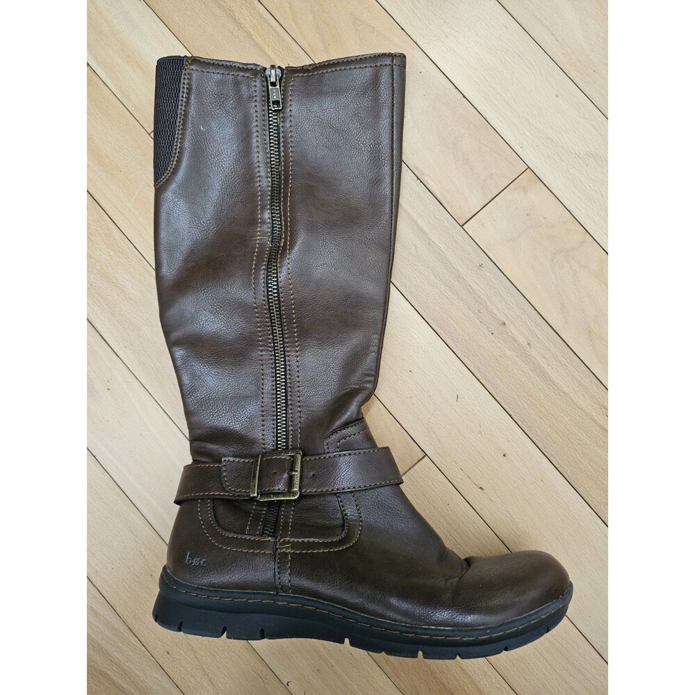 B.O.C. Born Concept Womens 8M Brown Leather Tall Knee High Riding Boots Zip